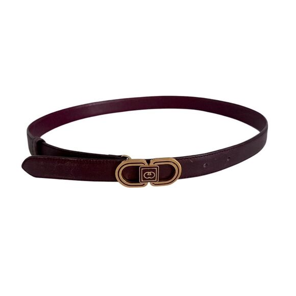 Authentic Gucci Vintage Burgundy and Gold Leather Belt with Designer Buckle EUC - Picture 1 of 5